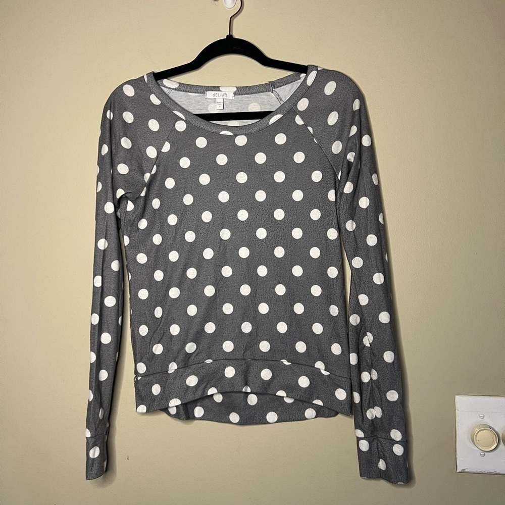 Delia’s Y2K polka dot long sleeve shirt